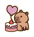Autocollant Capybara – Gâteau cœur