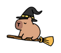 Autocollant Capybara – Balai sorcier