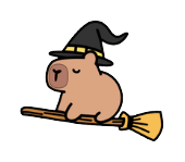 Autocollant Capybara – Balai sorcier