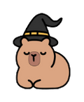 Autocollant Capybara – Chapeau sorcière