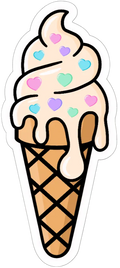 Autocollant Été – Glace cornet cœurs