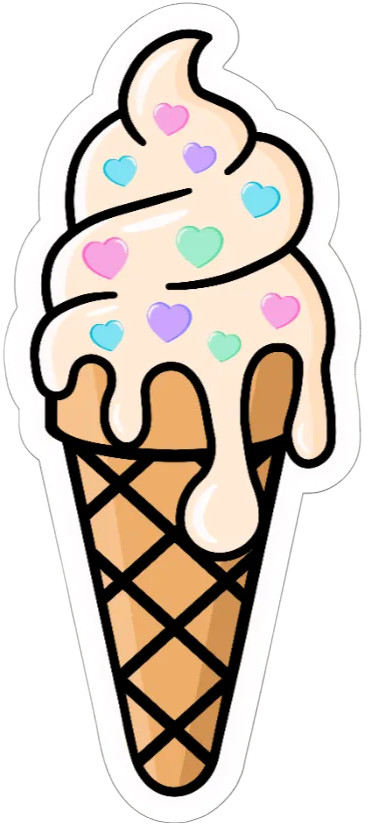 Autocollant Été – Glace cornet cœurs