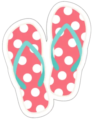Autocollant Été – Tongs roses à pois