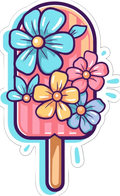 Autocollant Été – Glace bâtonnet fleurs