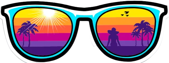 Autocollant Été – Lunettes rétro coucher de soleil