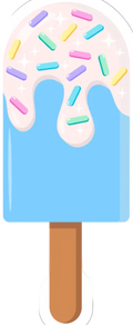 Autocollant Été – Glace bâtonnet bleu confettis
