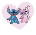 Autocollant Stitch – Stitch & Angel cœur rose