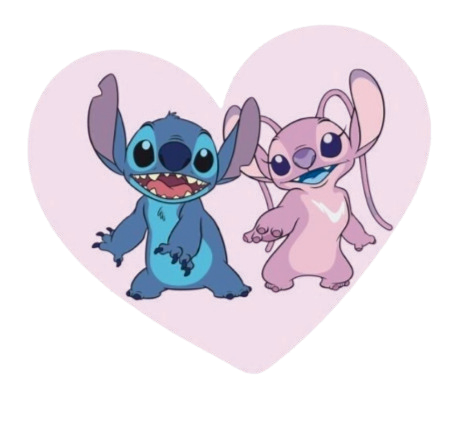 Autocollant Stitch – Stitch & Angel cœur rose