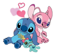 Autocollant Stitch – Stitch & Angel Scrump cœurs