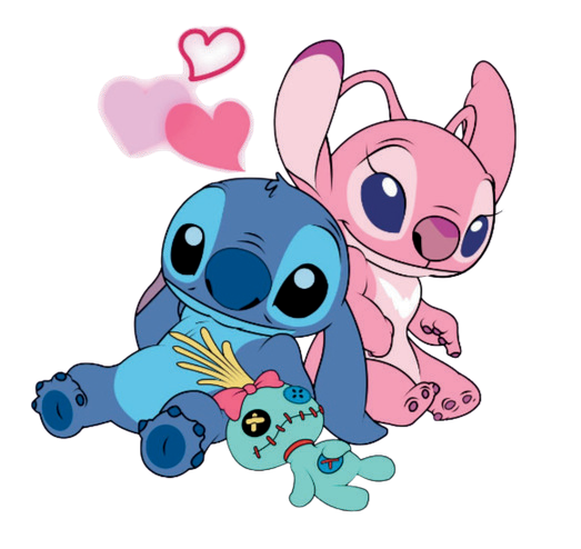 Autocollant Stitch – Stitch & Angel Scrump cœurs