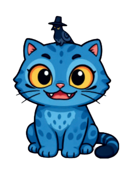 Autocollant Kpop – Chat bleu & oiseaux