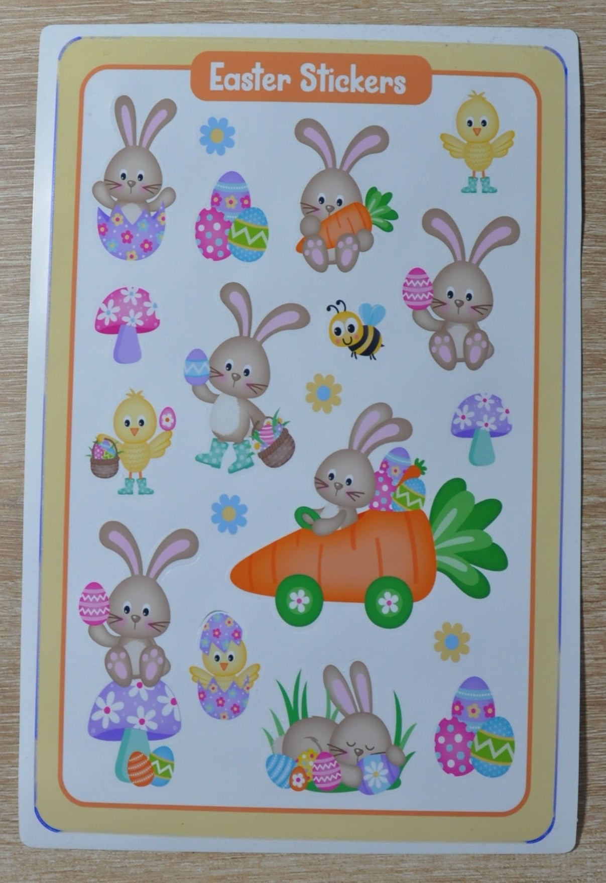 Planche Autocollants de Pâques – Lapins & Œufs