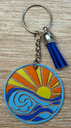 Porte-clé acrylique – Mer & Soleil – Ø5cm