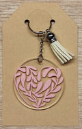 Porte-clé acrylique Cœur fleur rose – Ø5cm