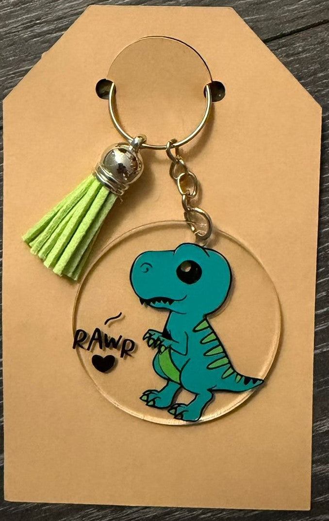 Porte-clé acrylique Dinosaure RAWR – Ø5cm