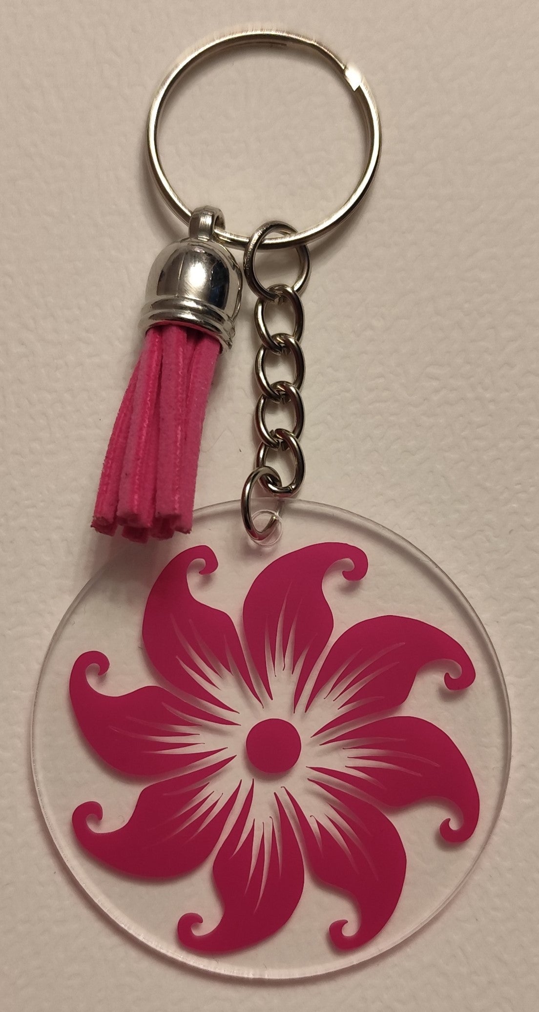 Porte-clé acrylique Fleur magenta – Ø5cm
