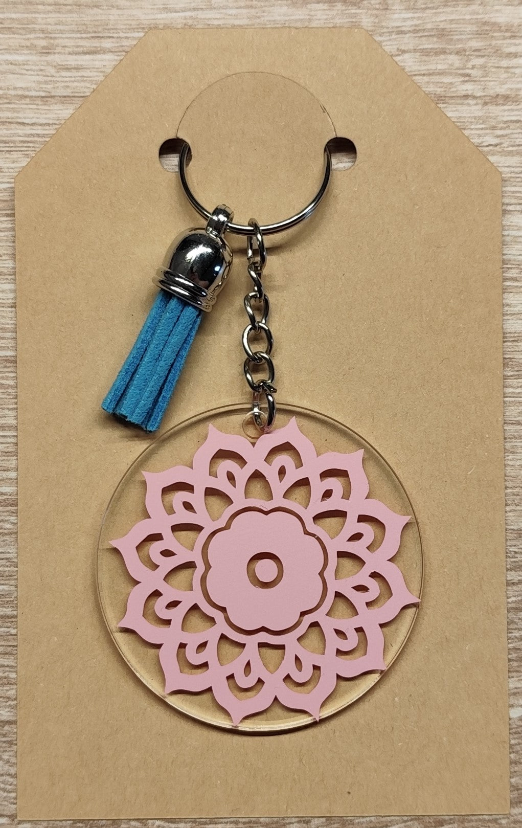 Porte-clé acrylique Rosace mandala rose – Ø5cm