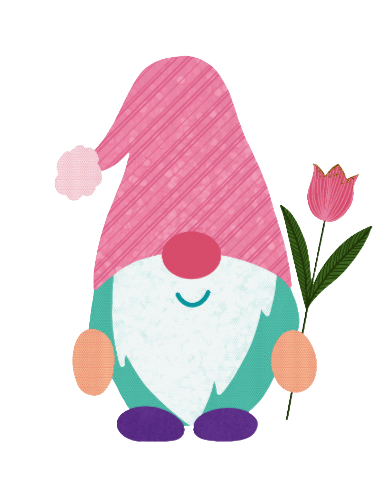 Autocollant Printemps – Gnome rose