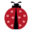 Autocollant Printemps – Coccinelle cœurs
