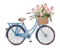 Autocollant Printemps – Vélo et tulipes