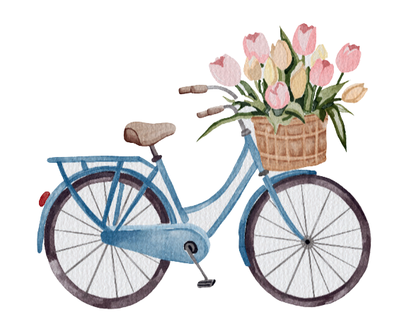 Autocollant Printemps – Vélo et tulipes