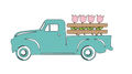 Autocollant Printemps – Voiture bleue fleurie