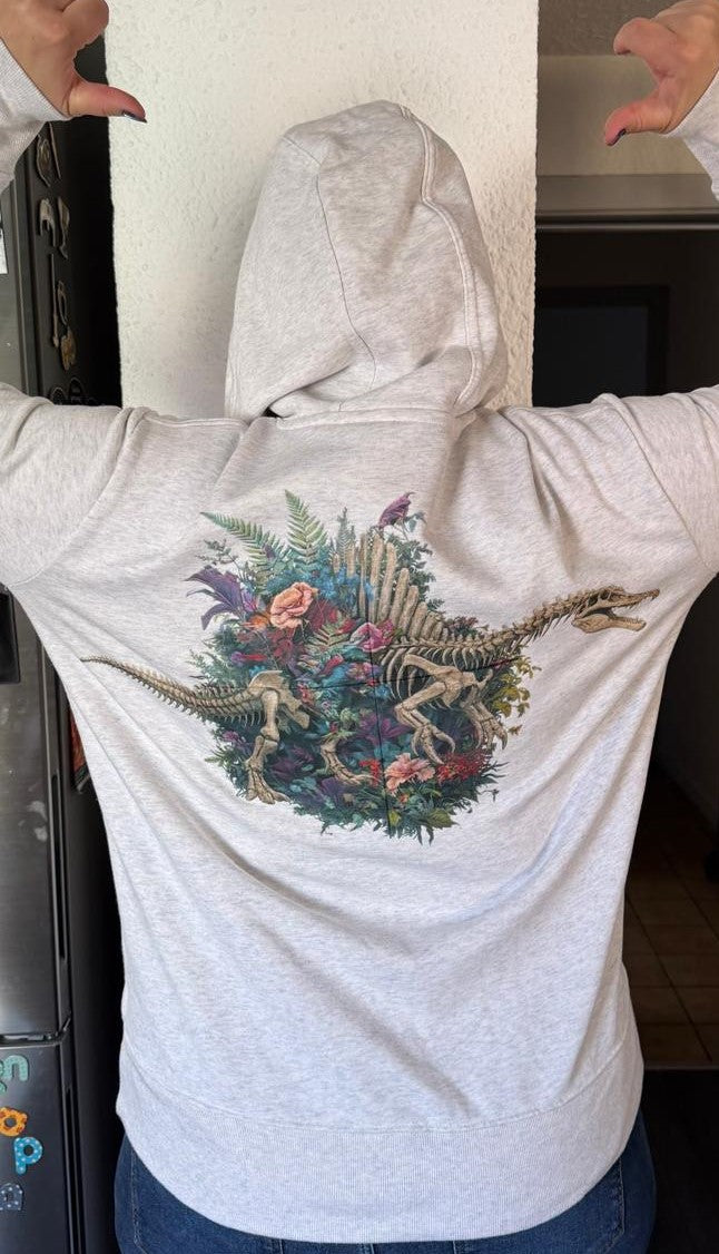 Sweat à capuche adulte Dinosaure fleuri – XS au 3XL