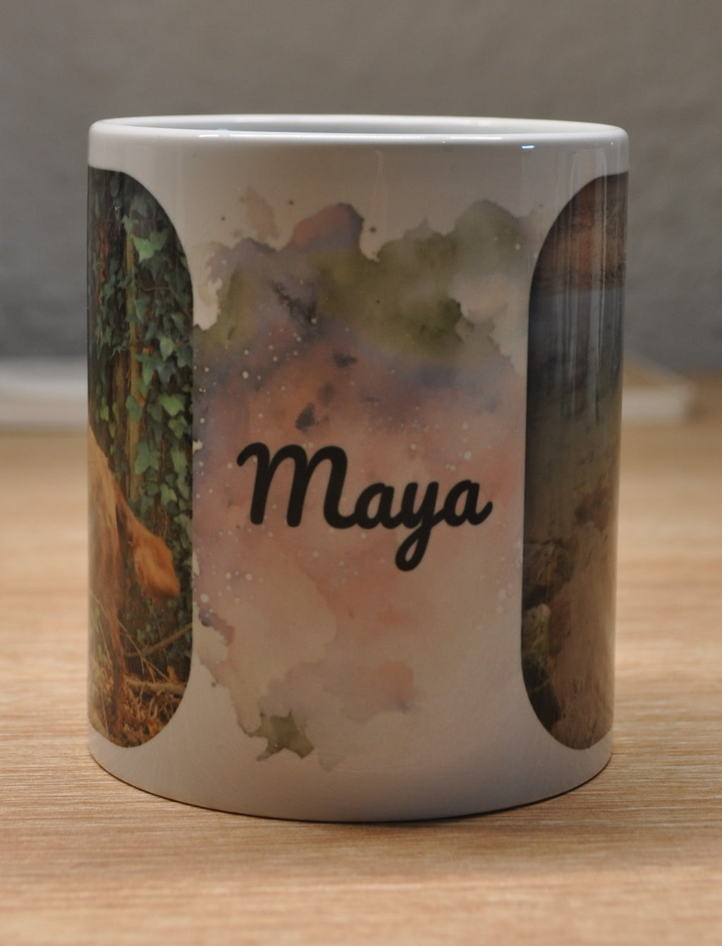 Mug anse cœur personnalisable – 2 photos & prénom – 330ml