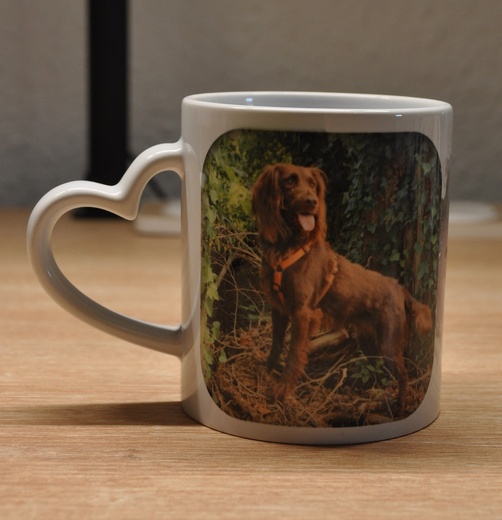 Mug anse cœur personnalisable – 2 photos & prénom – 330ml