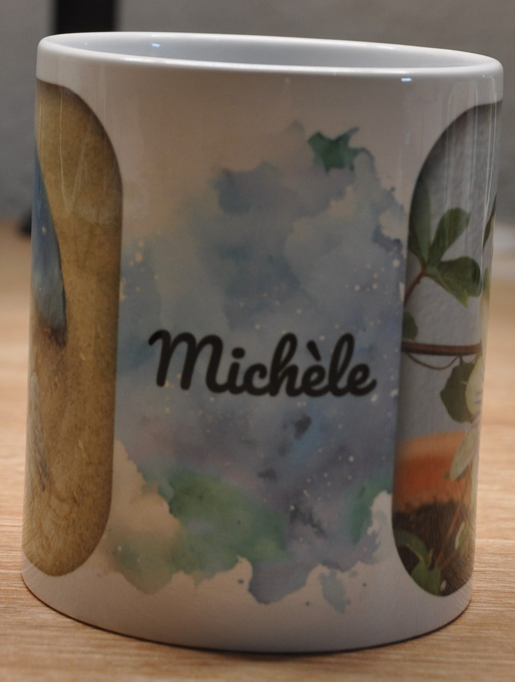 Mug anse cœur personnalisable – 2 photos & prénom – 330ml