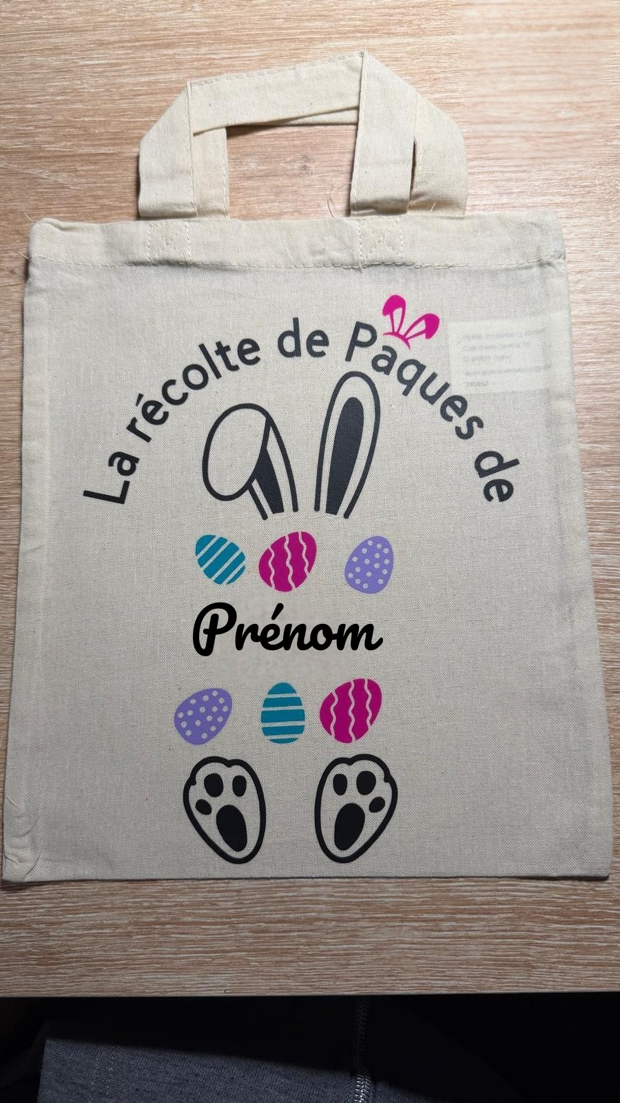 Tote bag de Pâques personnalisé - Prénom au choix