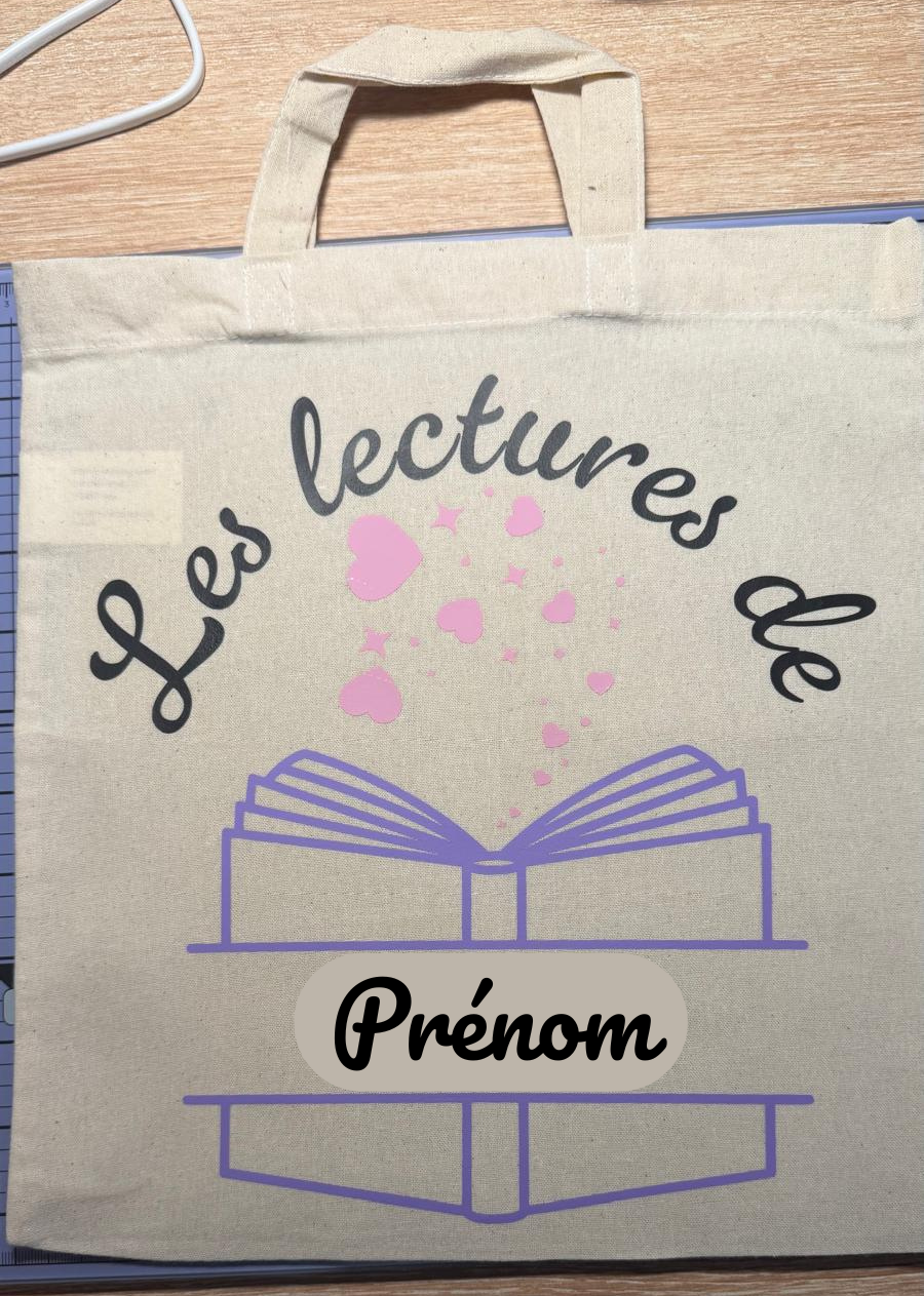 Tote bag Bibliothèque personnalisé prénom